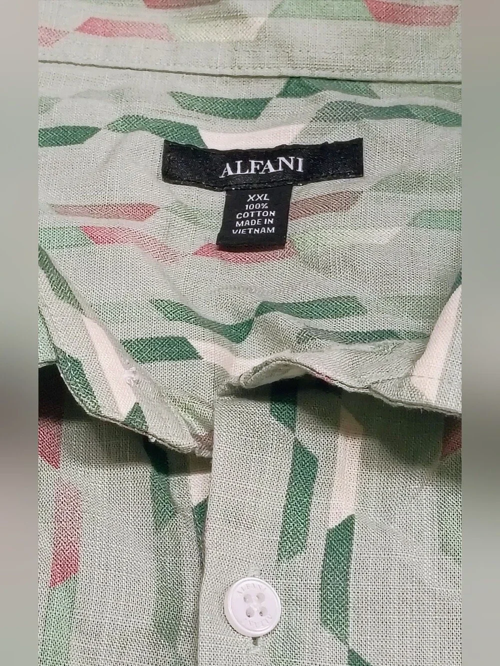 Alfani Men's XXL Short Sleeve Geo Abstract Print Casual Button Up Shirt Mint